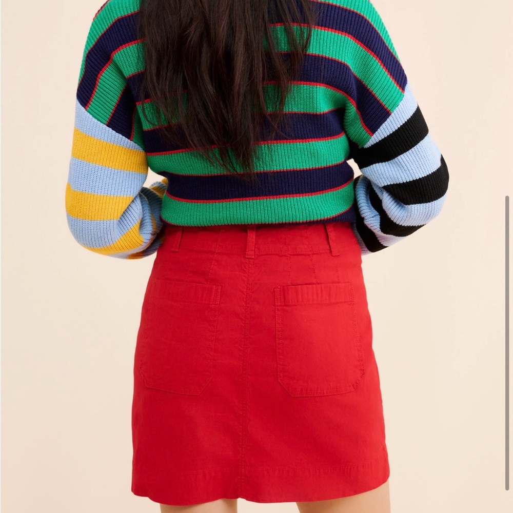 Anthropologie Maeve Collette Red Linen Skirt